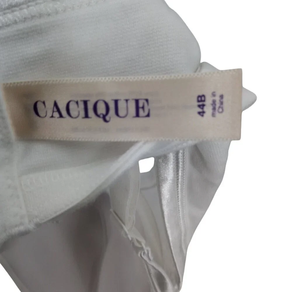 Cacique White Cotton Underwire T-Shirt Bra Size 44B Everyday Lined Adjustable